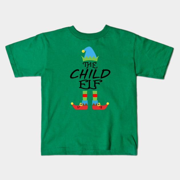 The Child Elf Matching Family Group Christmas Party SANTA Kids T-Shirt by CareTees